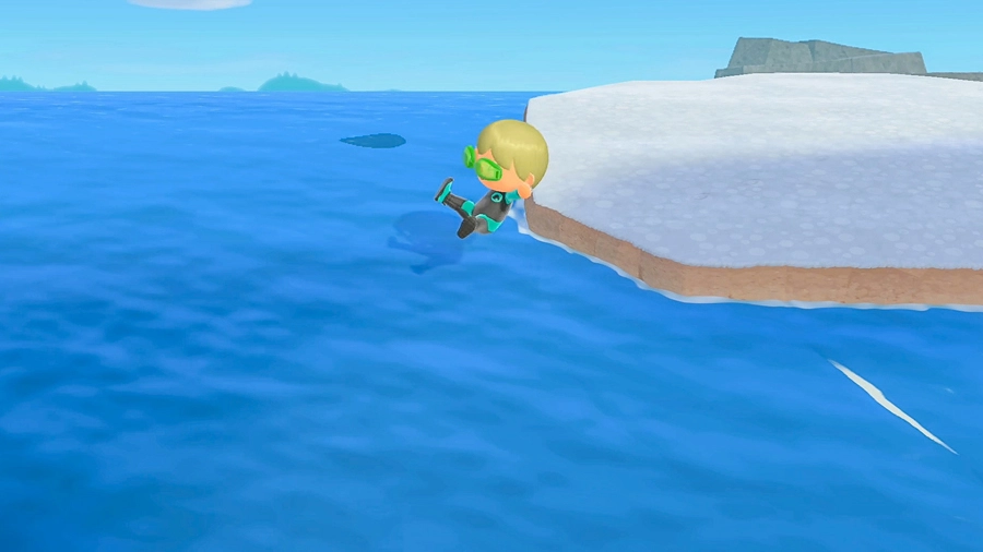 animal crossing new horizons jumping into the water